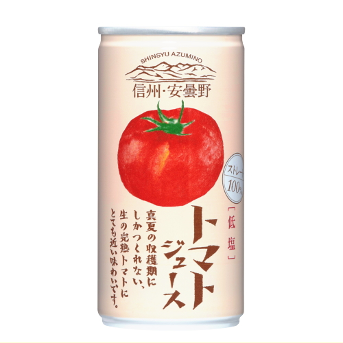 完熟ストレート製法ゴールドパック長野県安曇野トマトジュースケース入りの写真